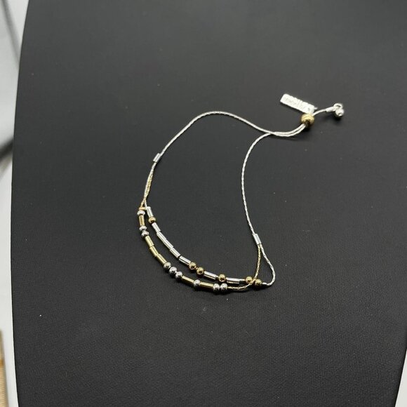 Demdaco Morse Code Bracelet Silver Gold Tone Beaded Casual Minimalist Evening - Picture 4 of 8